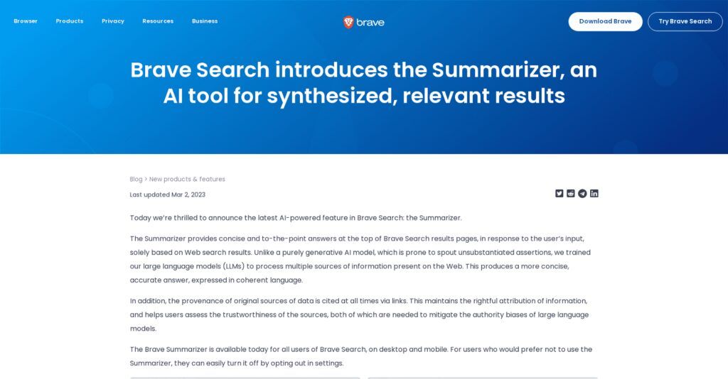 Brave Search Summarizer: Herramienta de IA que Mejora la Búsqueda en la Web 1 Brave Search Summarizer: Herramienta De Ia Que Mejora La Búsqueda En La Web