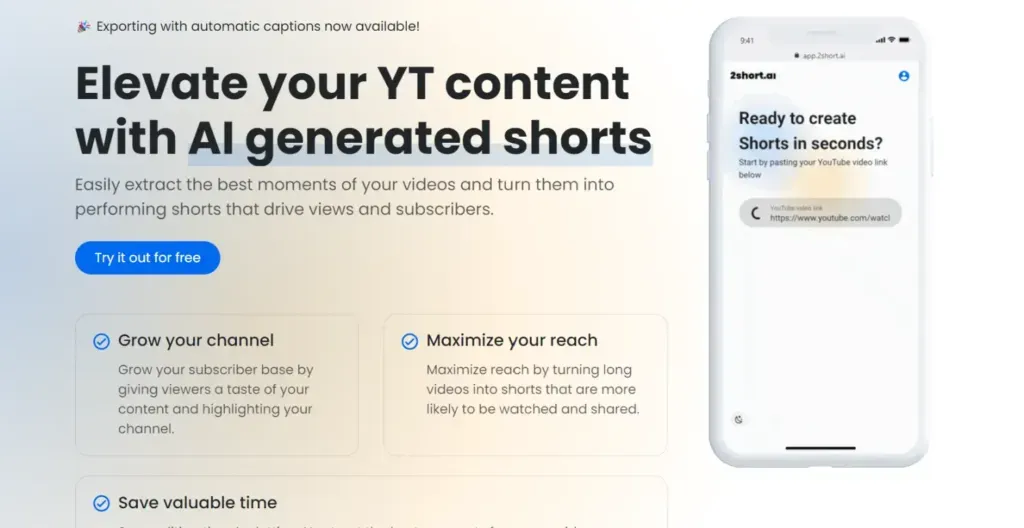 2short.ai: Crea vídeos cortos de youtube con IA 1 2Short.ai: Crea Vídeos Cortos De Youtube Con Ia