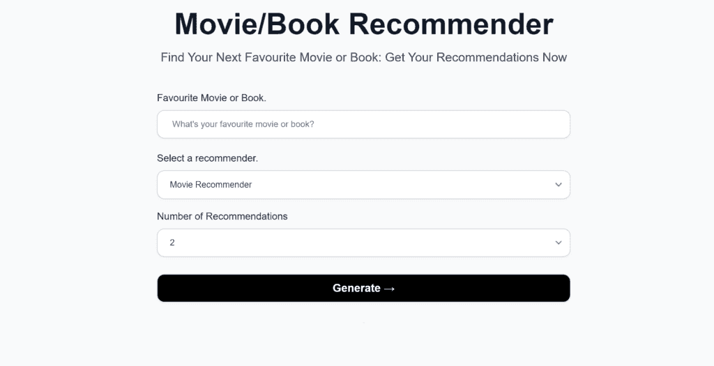 Movieandbookrecommender: Recomendador De Pel&Iacute;Culas Y Libros Con Tecnolog&Iacute;A De Openai