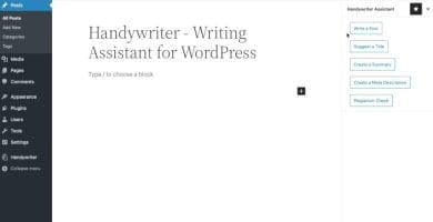 Handywriter: Herramienta De Escritura Ia Para Wordpress Con Gramática, Plagio Y Plantillas