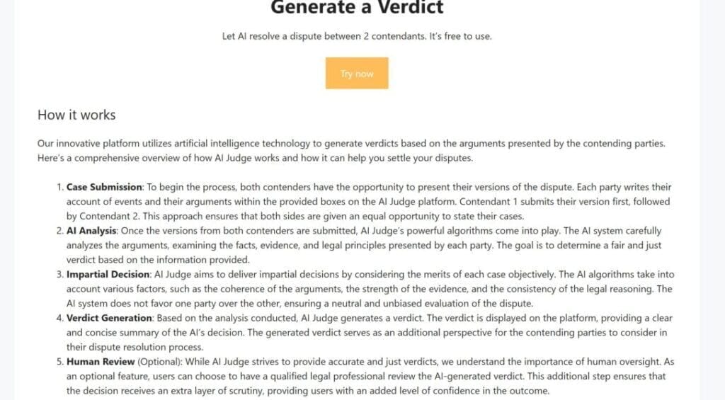 Ai Judge: Generador Imparcial De Veredictos Para La Resolución De Disputas