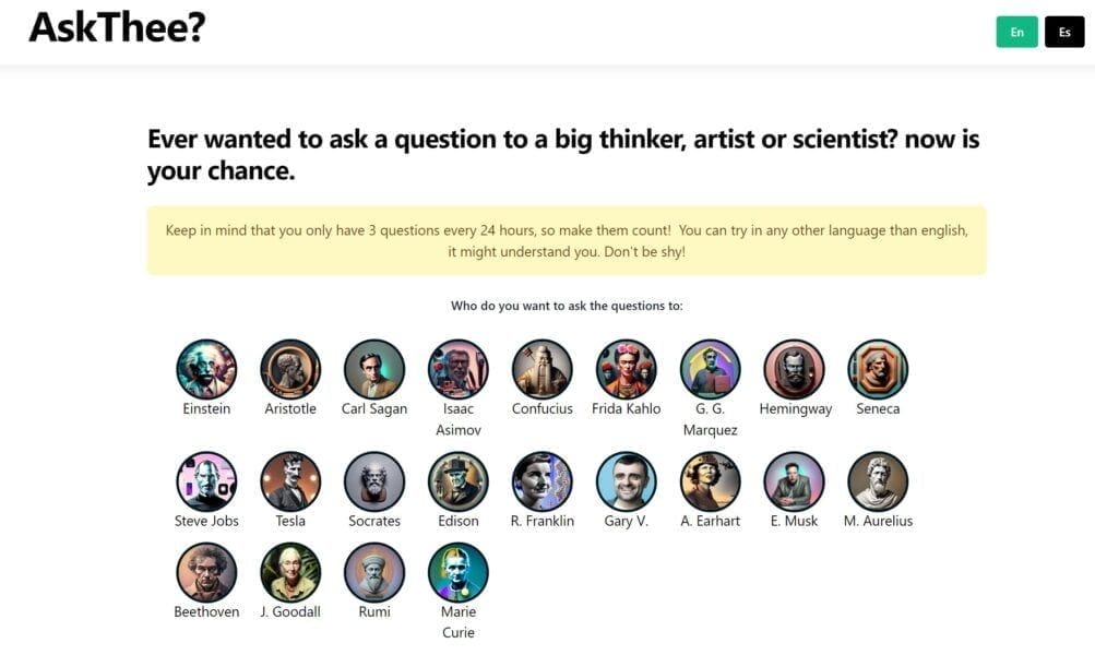 Askthee: Conecta Con Mentes Históricas Para Conocimiento Y Creatividad Con Tecnología Ia