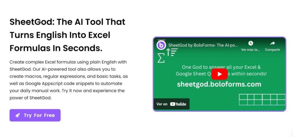 Sheetgod: Herramienta Ia De Hojas De Cálculo Para Fórmulas Y Automatización De Tareas