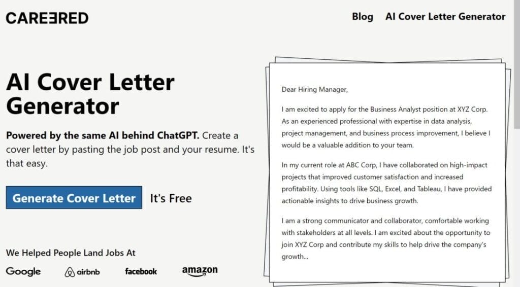 Careered.ai: Generador Gratuito De Cartas De Presentación Con Ia Desarrollado Por Chatgpt