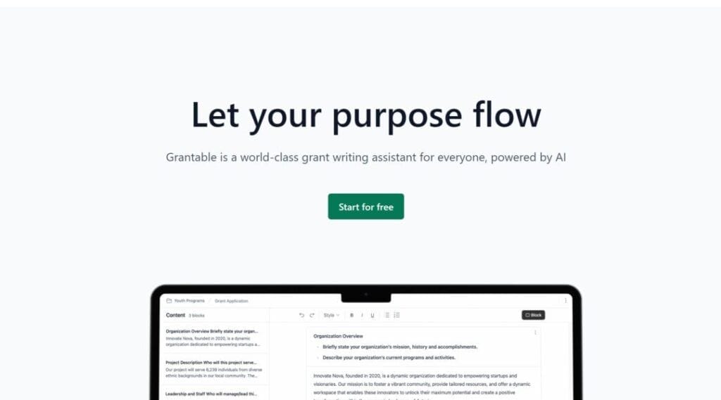 Grantable: Tu Asistente De Escritura De Subvenciones Impulsado Por Ia